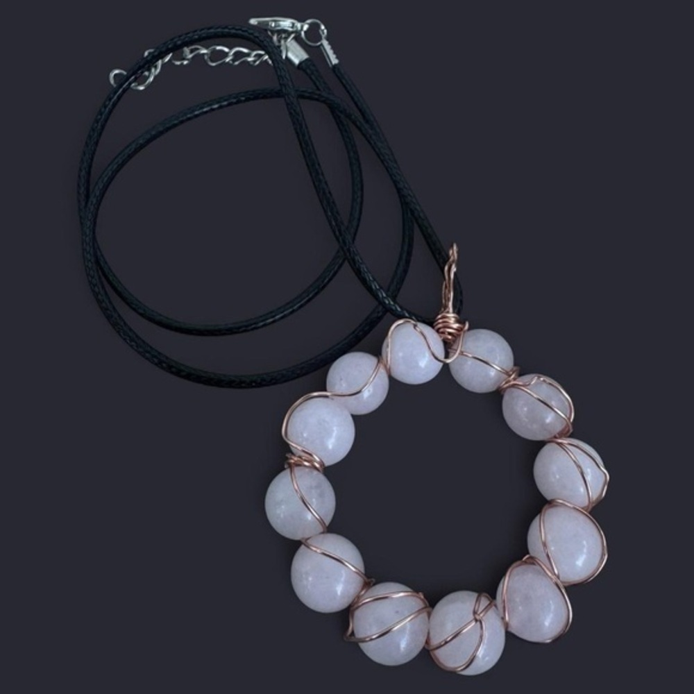 Rose Quartz Wire Wrapped Pendant Necklace